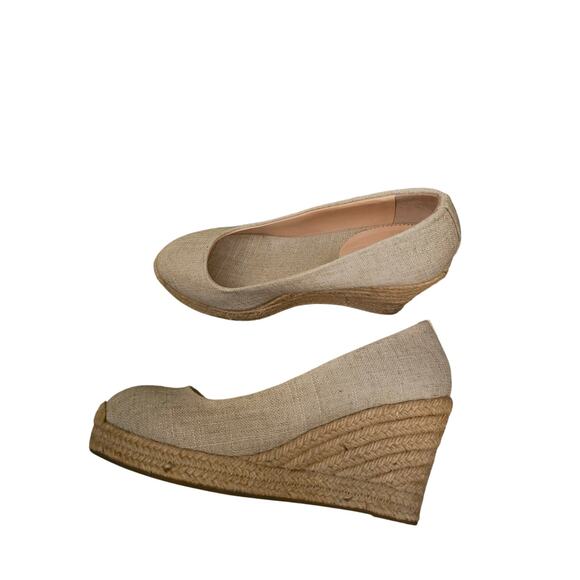 Seville espadrille wedges in metallic canvas sz 7 cream shoes SH413 - Picture 4 of 7